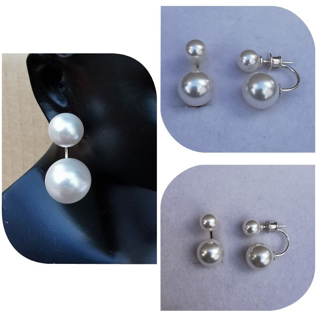 Cercei cu perle Swarovski White pearls, stil Dior