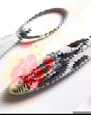 breloc pe lemn cu maci 37354