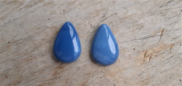Set 2 cabochoane opal albastru african, 26x17 mm