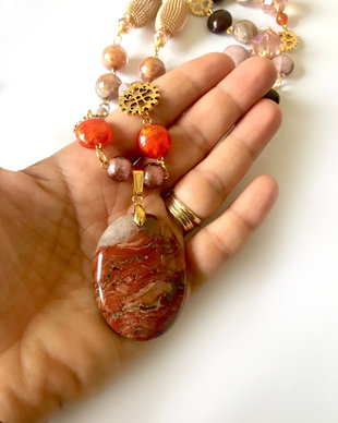 Colier din margele Murano " Brown Garden "
