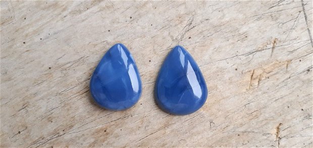 Set 2 cabochoane opal albastru african, 29x21 mm - REZERVAT