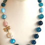 BLUE BEE-agate,murano,link albinuță decorată cu zirconia