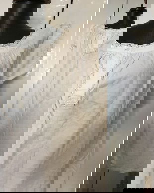 EDWARDIAN CAMASA DE NOAPTE BUMBAC TESUT DANTELA HANDMADE