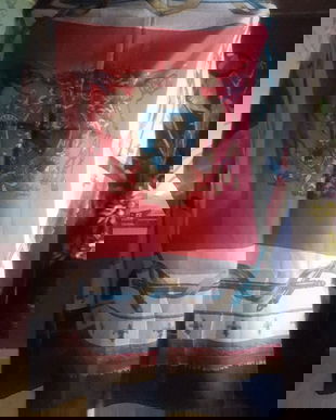 ESARFA MATASE NATURALA ELEGANTA CU BLAZON LAURIE SAMSON HAND SEWN ,HAND PRINTED