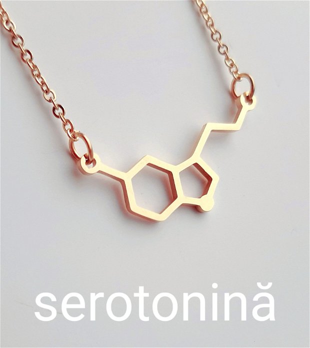 Colier cu pandantiv moleculă/formula Serotonina