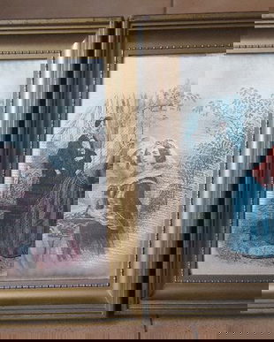 SUPERBE 2 STAMPE PE MATASE VINTAGE FRANTA,SCENE DE GEN