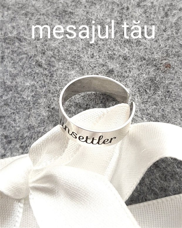 Inel reglabil/verighetă din argint 925 cu mesaj personalizat