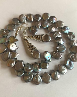 SILVER EXTRAVAGANCE-perle Keshi,toho,argint tibetan
