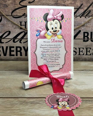 Invitatie papirus Minnie Mouse Baby