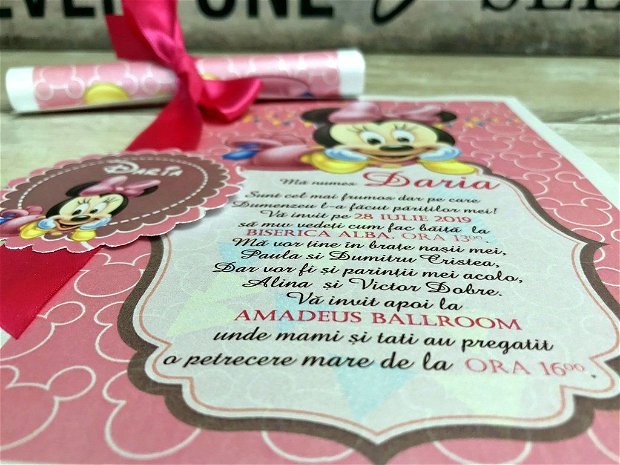 Invitatie papirus Minnie Mouse Baby