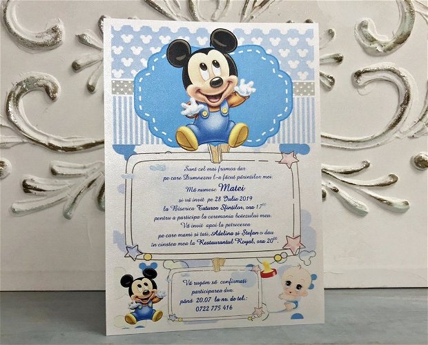 Invitatie papirus Mickey Mouse