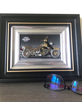 Motocicleta Harley Cod M 487, Cadouri zile de nastere, Mecanism de ceas vintage, Piese de ceas
