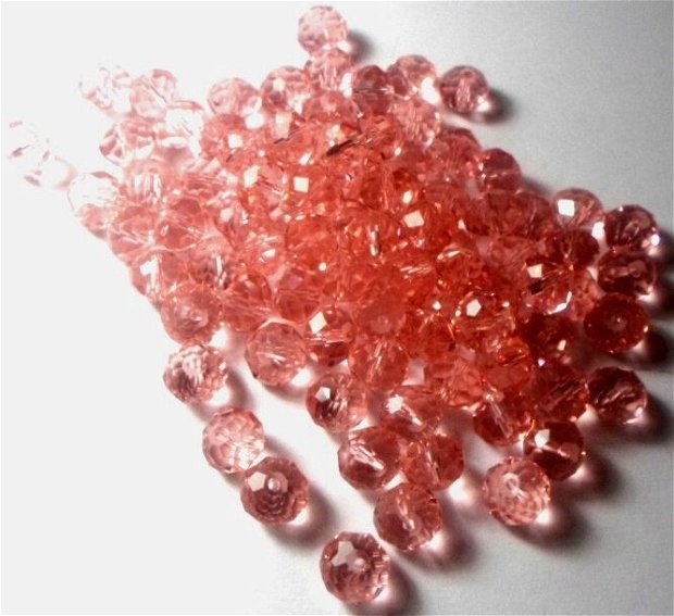 Margele sticla cristale roz transparent 10 mm