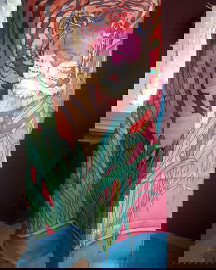 ESARFA MATASE NATURALA  PICTATA MANUAL 90/90 CM