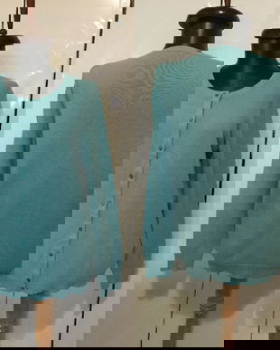 BENETTON CARDIGAN BLUE LANA PURA