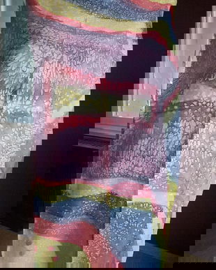 ESARFA  MATASE NATURALA HANDPAINTED 90/85 CM MARGINI RULATE MANUAL