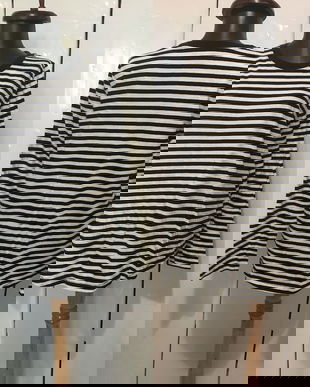 COS BLUZA BUMBAC STRIPE ALB NEGRU