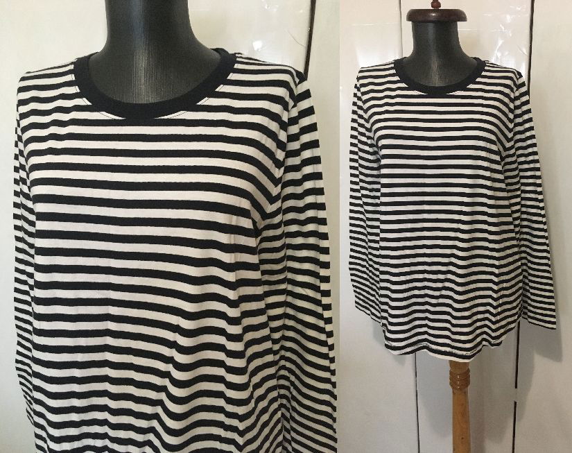 COS BLUZA BUMBAC STRIPE ALB NEGRU