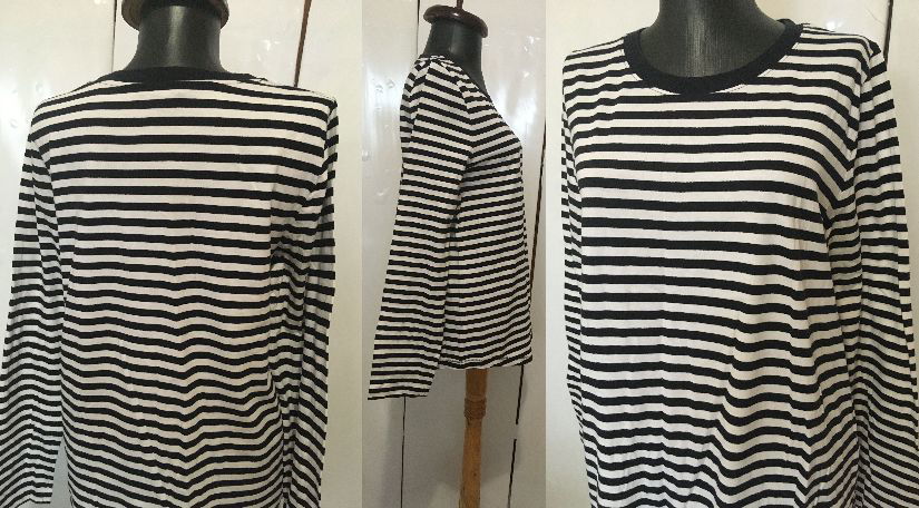 COS BLUZA BUMBAC STRIPE ALB NEGRU