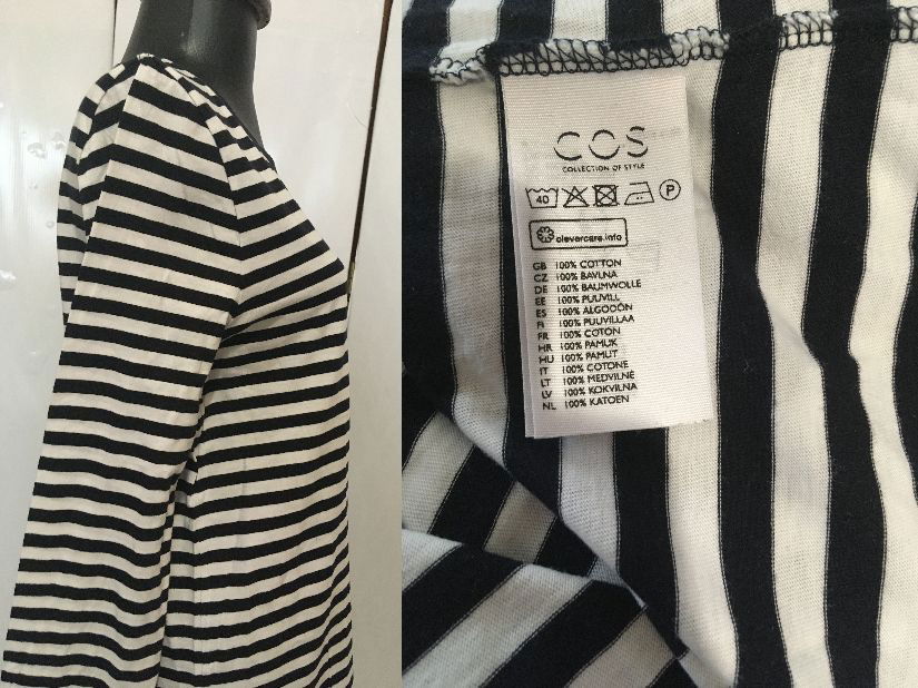 COS BLUZA BUMBAC STRIPE ALB NEGRU