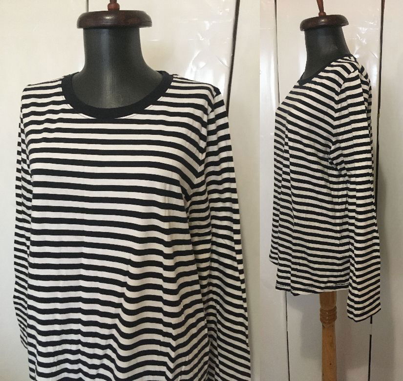 COS BLUZA BUMBAC STRIPE ALB NEGRU