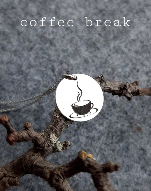 Colier/medalion argint 925 cu ceașcă de cafea