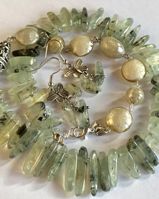 HOPE-prehnit,murano,toho,argint tibetan