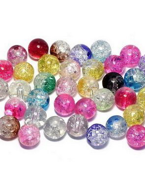 Margele din sticla, crackle, 8 mm, mixte