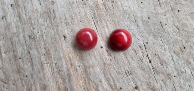 Cabochon coral rosu, 8 mm (2 buc)