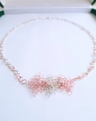 Colier Roz si argintiu-sarma de cupru placata cu argint, sarma rose gold