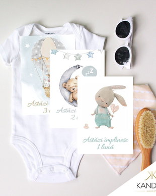 Set 15 cartonase pentru nou-nascut "Primul an", Kandor Special Gifts, 10X15, Baby Milestone