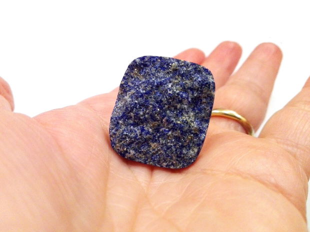 Inel Lapis lazuli druzy si Argint 925 - IN874 - Inel albastru reglabil, inel pietre semipretioase, cadou aniversare, cadou Craciun, cadou 8 martie, cadou sotie, cadou prietena, cristale vindecatoare, cristaloterapie