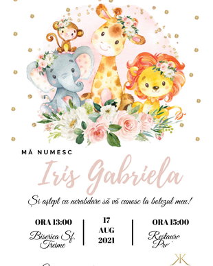 Invitație Botez "Happy Jungle", Kandor Special Gifts