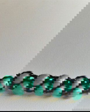 Choker(colier) din margele de nisip turcoaz si ata impletita cu tehnica macrame