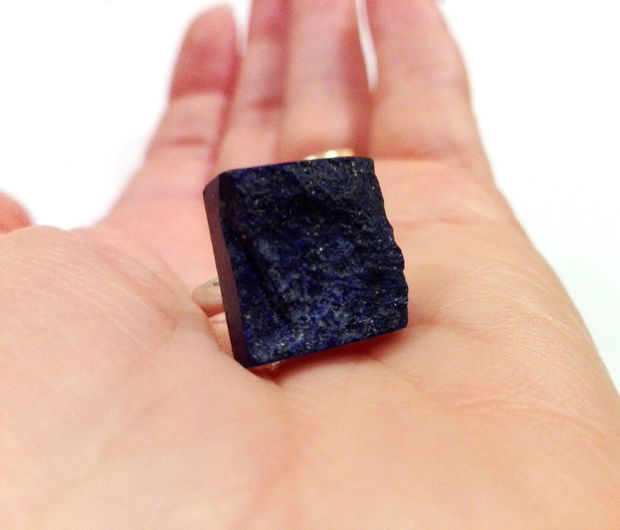 Inel Lapis lazuli druzy si Argint 925 - IN875 - Inel albastru reglabil, inel pietre semipretioase, cadou Craciun, cadou 8 martie, cadou sotie, cadou prietena, cadou iubita, cristale vindecatoare, cristaloterapie