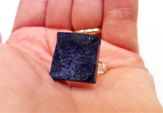 Inel Lapis lazuli druzy si Argint 925 - IN875 - Inel albastru reglabil, inel pietre semipretioase, cadou Craciun, cadou 8 martie, cadou sotie, cadou prietena, cadou iubita, cristale vindecatoare, cristaloterapie