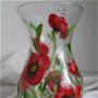 Vaza din sticla pictata - Maci rosii