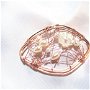 Brosa argint, cupru placat cu aur roz, floare sidef si perle