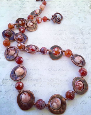 Colier vintage & agate carneol