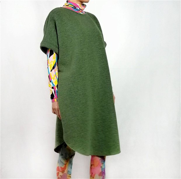 Rochie pulover cu maneca scurta verde