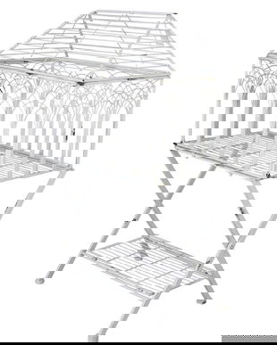 Colivie decorativa pentru pasarele din fier forjat antik white