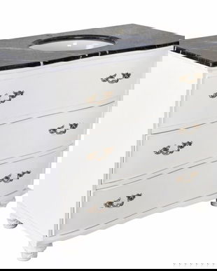 Lavoar din lemn masiv alb cu diverse decoratiuni