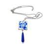 Colier cu pandantiv "Delicate Blue" din Inox, rasina, Jad albastru si Fimo