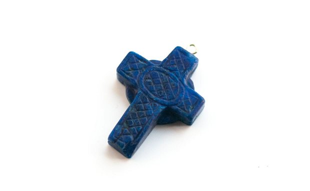 Pandant - Lapis Lazuli cruce cu aspect rustic - S41395