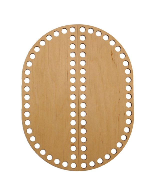 Baza semi-ovala din lemn pentru cosuri crosetate