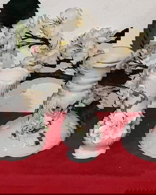 Set suport lumanari si vaza portelan