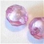 Margele plastice cristale roz inchis transparent cu miez alb mat