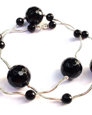 Colier / Bratara din Argint 925 si Onix - CO199 - colier negru elegant, colier delicat, colier casual