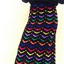 Fusta lunga neagra crosetata cu model zig-zag multicolor, handmade