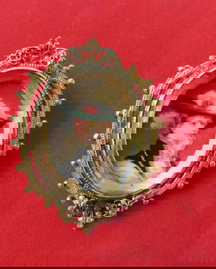 Brosa  vintage   Austro Ungaria , pictata  ,  superba , vintage autentic